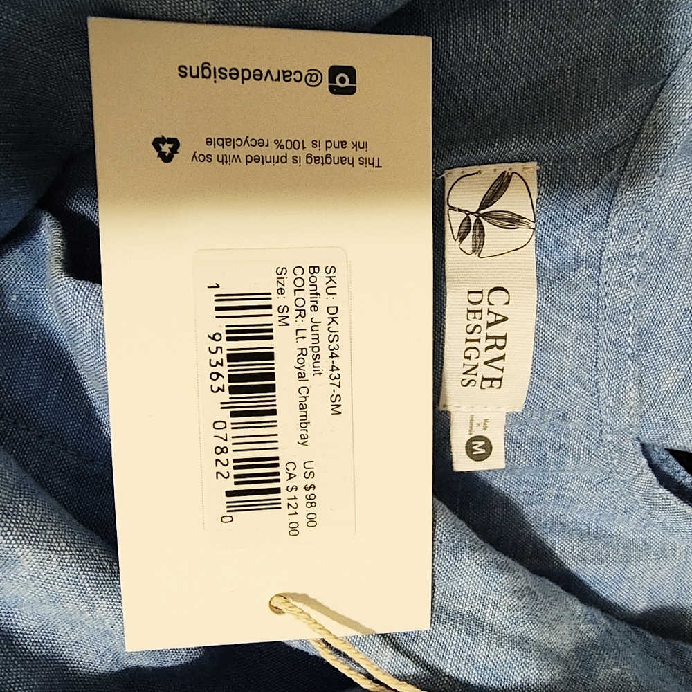 Carve Designs Blue Sleeveless V-Neck Pantsuit - Picture 4 of 6